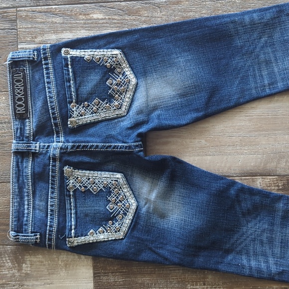 ROCK & ROLL Cowgirl "Rival Low Rise" Bootcut blingy rodeo jeans sz 24x32L euc - Picture 10 of 15